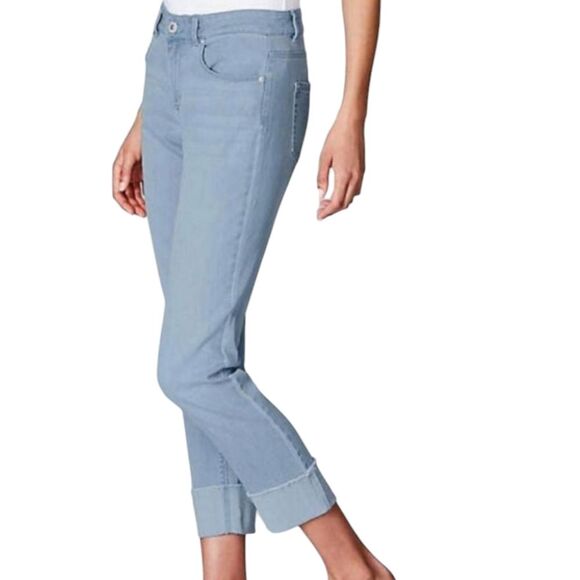 J.Jill Denim Authentic Fit Cropped Jeans Light Blue Cuffed Frayed Hem Stretch 10 - Picture 12 of 12